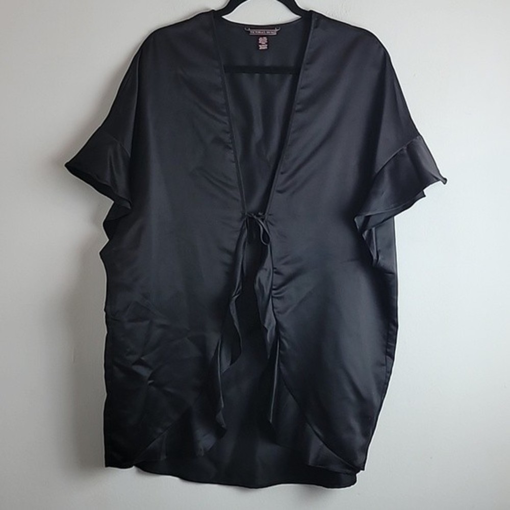 Victoria's Secret Love graphic robe OS Black Satiny